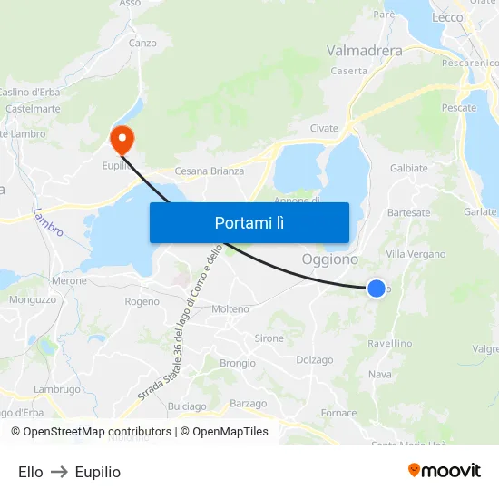 Ello to Eupilio map