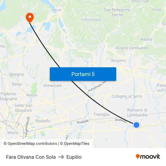 Fara Olivana Con Sola to Eupilio map