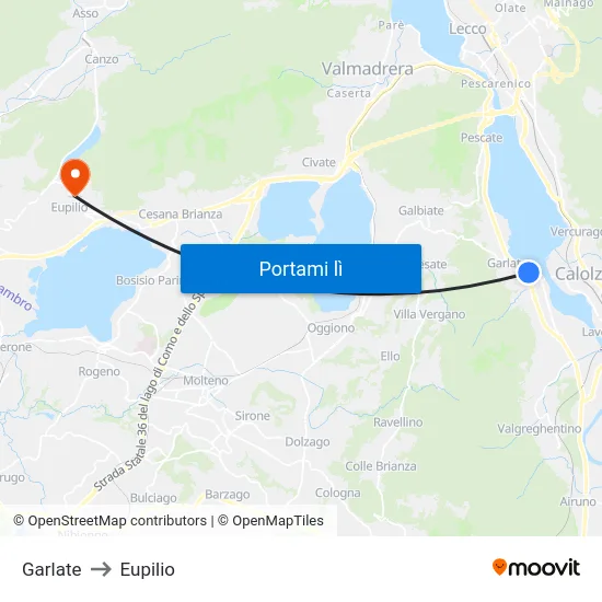 Garlate to Eupilio map