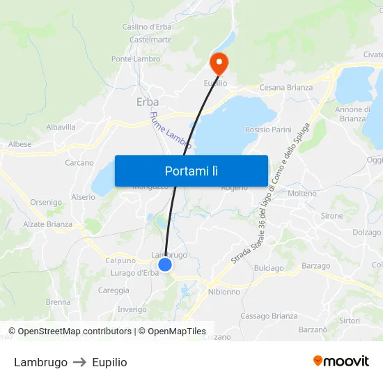 Lambrugo to Eupilio map