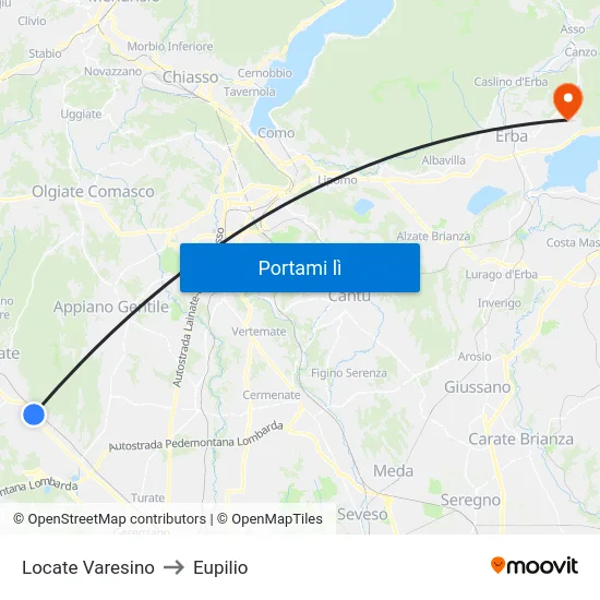 Locate Varesino to Eupilio map