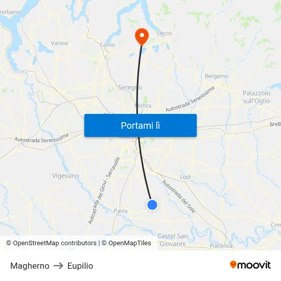 Magherno to Eupilio map