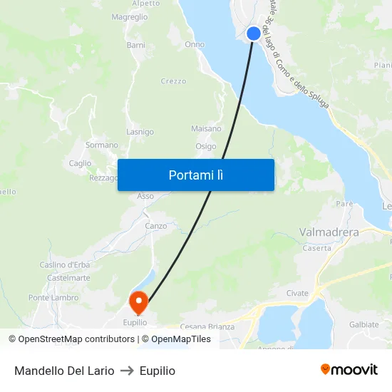 Mandello Del Lario to Eupilio map