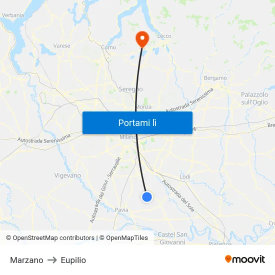 Marzano to Eupilio map