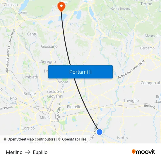 Merlino to Eupilio map