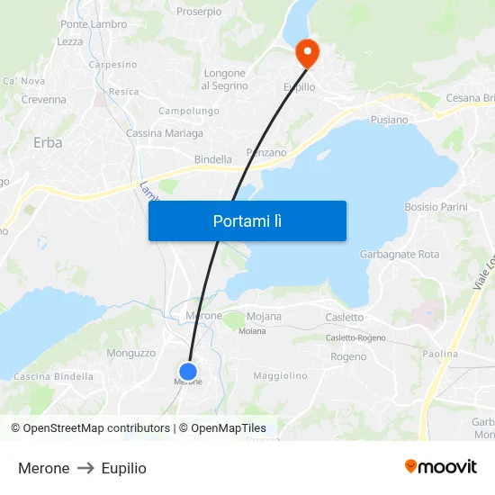 Merone to Eupilio map