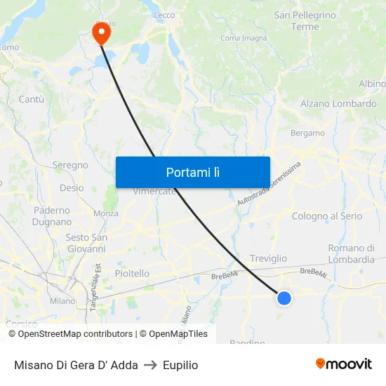 Misano Di Gera D' Adda to Eupilio map