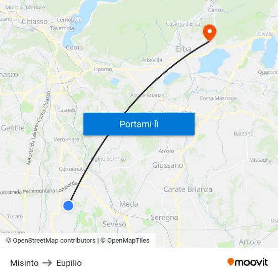 Misinto to Eupilio map