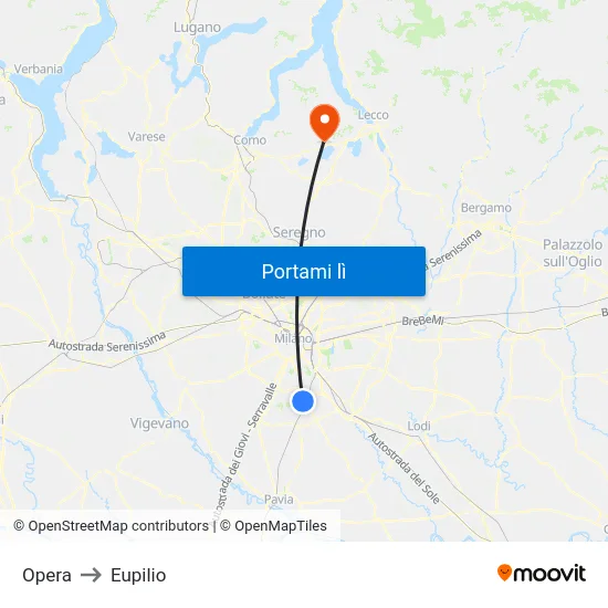 Opera to Eupilio map