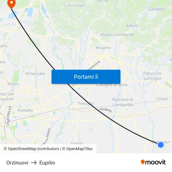 Orzinuovi to Eupilio map