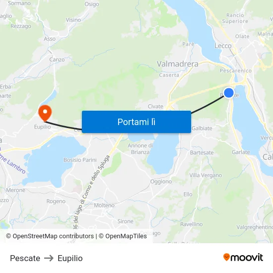 Pescate to Eupilio map