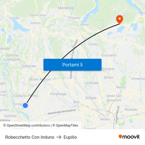 Robecchetto Con Induno to Eupilio map
