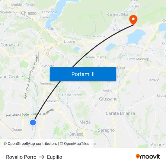 Rovello Porro to Eupilio map