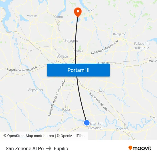 San Zenone Al Po to Eupilio map