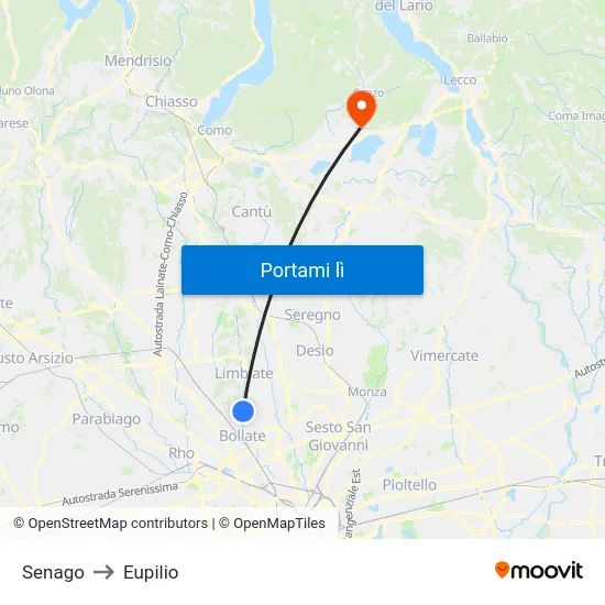 Senago to Eupilio map