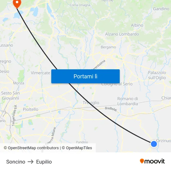 Soncino to Eupilio map