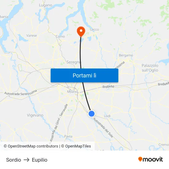 Sordio to Eupilio map
