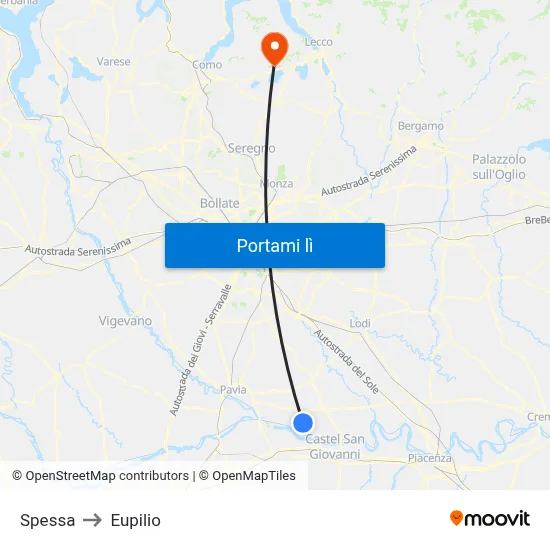 Spessa to Eupilio map