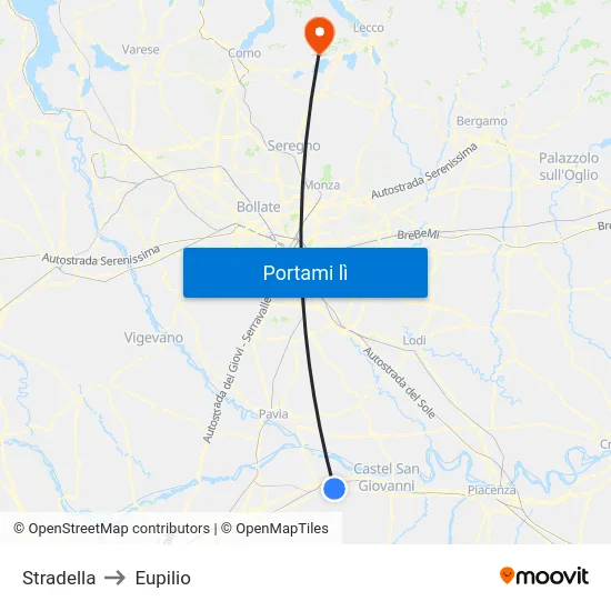 Stradella to Eupilio map