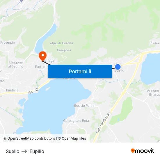 Suello to Eupilio map