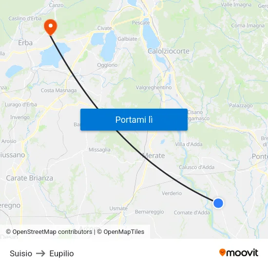 Suisio to Eupilio map