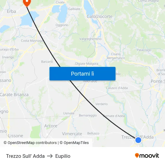 Trezzo Sull' Adda to Eupilio map