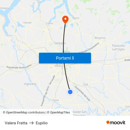 Valera Fratta to Eupilio map