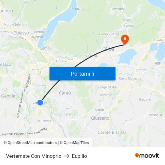 Vertemate Con Minoprio to Eupilio map