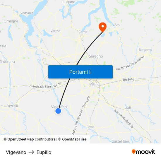 Vigevano to Eupilio map