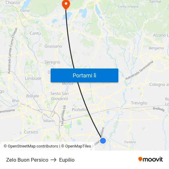 Zelo Buon Persico to Eupilio map