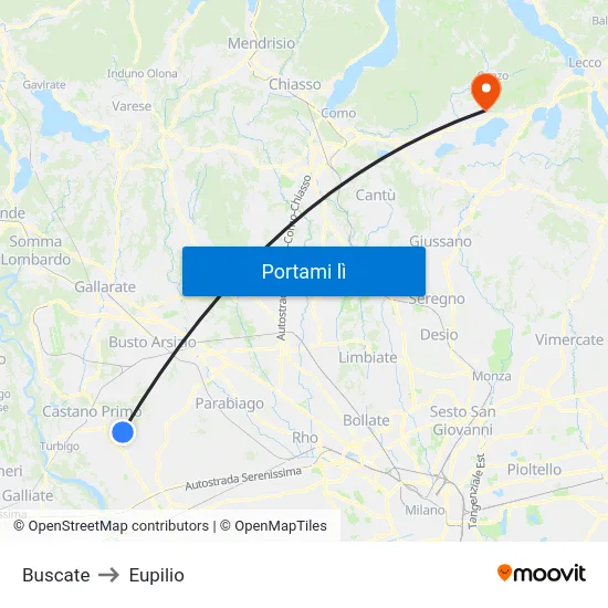 Buscate to Eupilio map