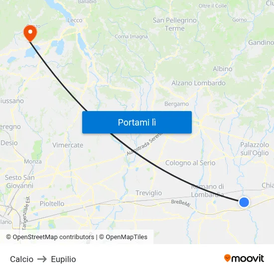 Calcio to Eupilio map