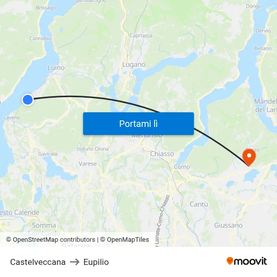 Castelveccana to Eupilio map