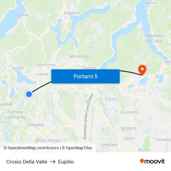 Crosio Della Valle to Eupilio map