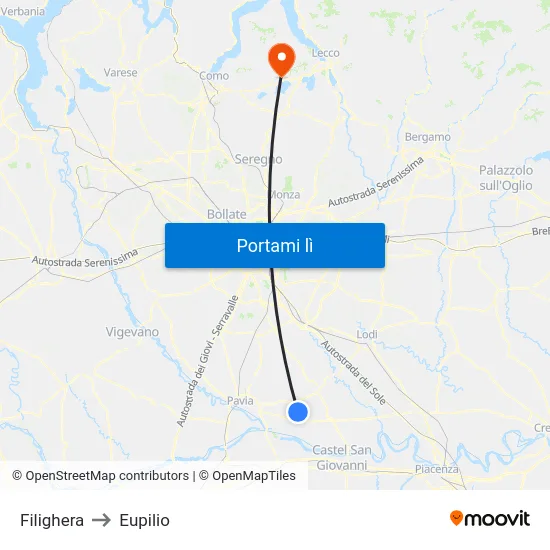 Filighera to Eupilio map