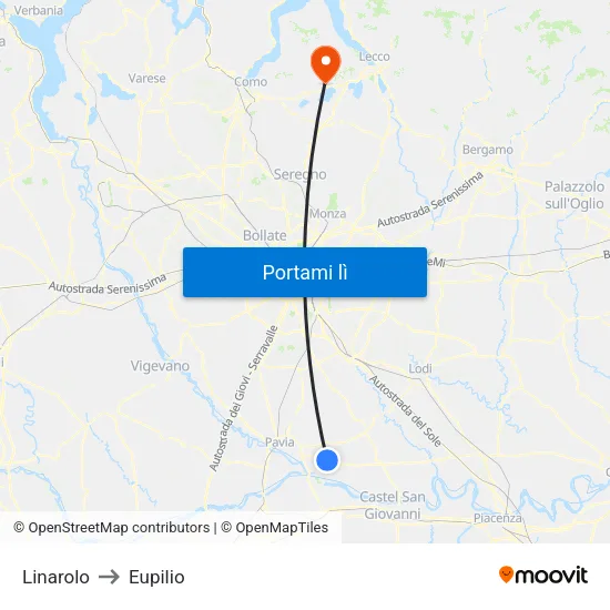 Linarolo to Eupilio map