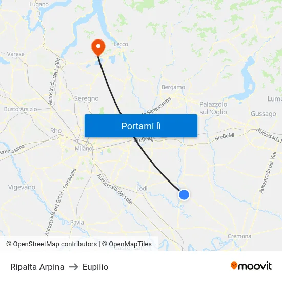 Ripalta Arpina to Eupilio map