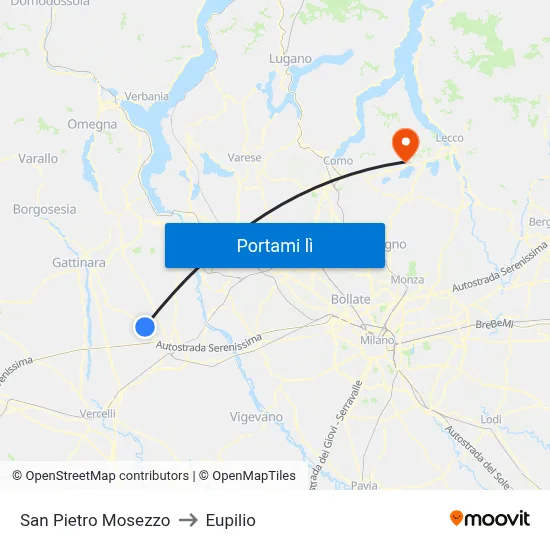 San Pietro Mosezzo to Eupilio map