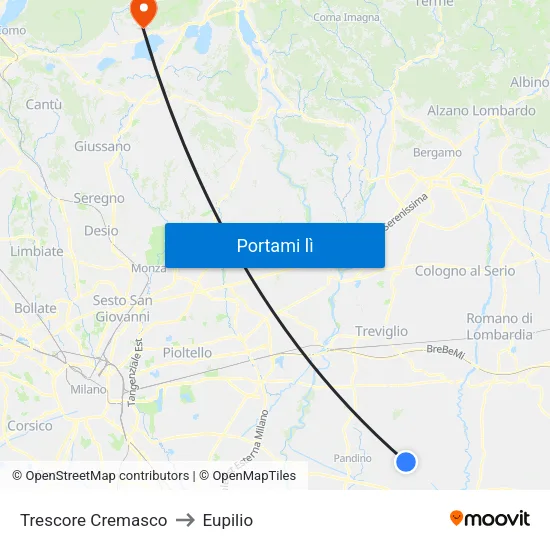 Trescore Cremasco to Eupilio map