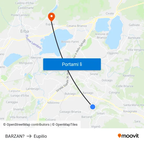 BARZAN? to Eupilio map