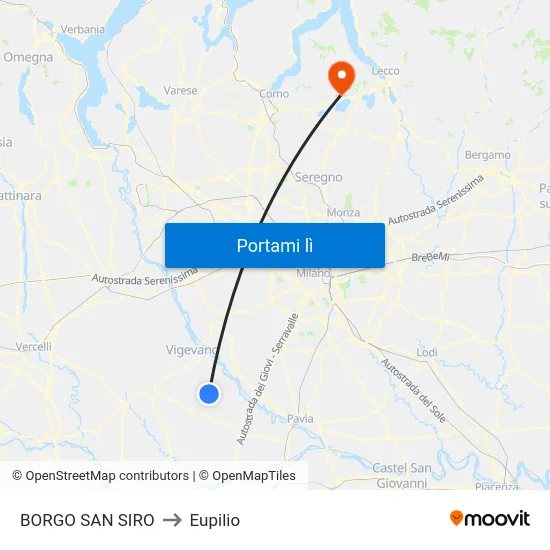 BORGO SAN SIRO to Eupilio map