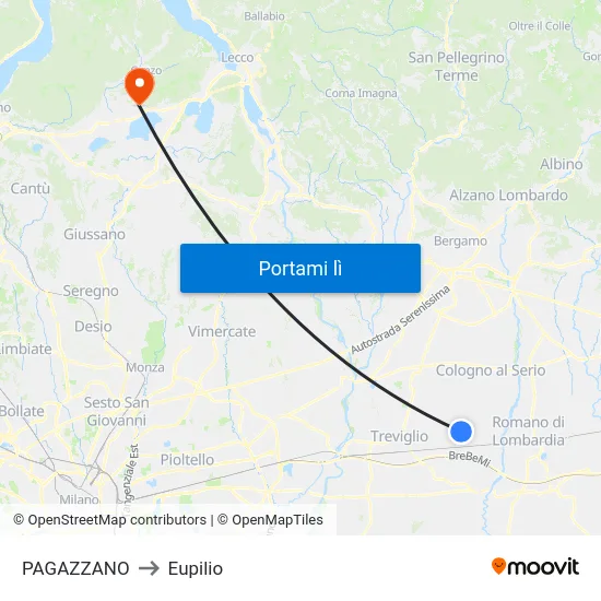 PAGAZZANO to Eupilio map