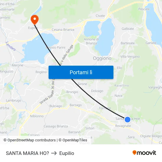 SANTA MARIA HO? to Eupilio map