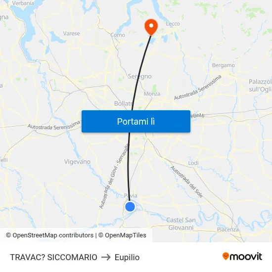 TRAVAC? SICCOMARIO to Eupilio map
