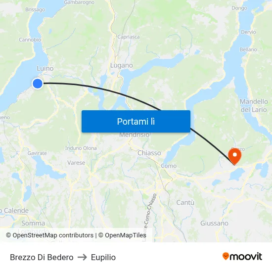 Brezzo Di Bedero to Eupilio map