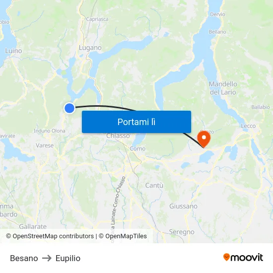 Besano to Eupilio map
