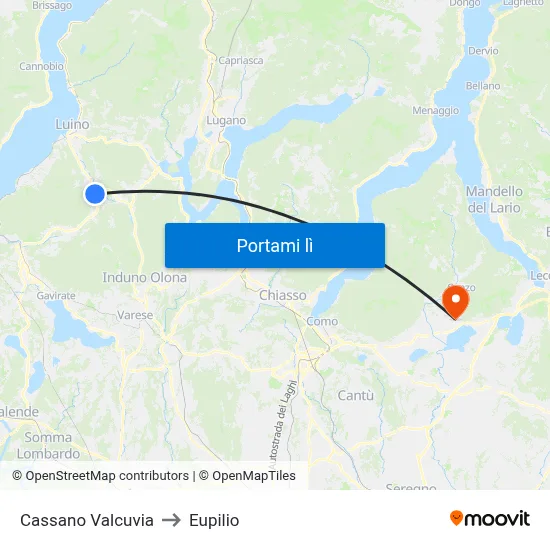 Cassano Valcuvia to Eupilio map