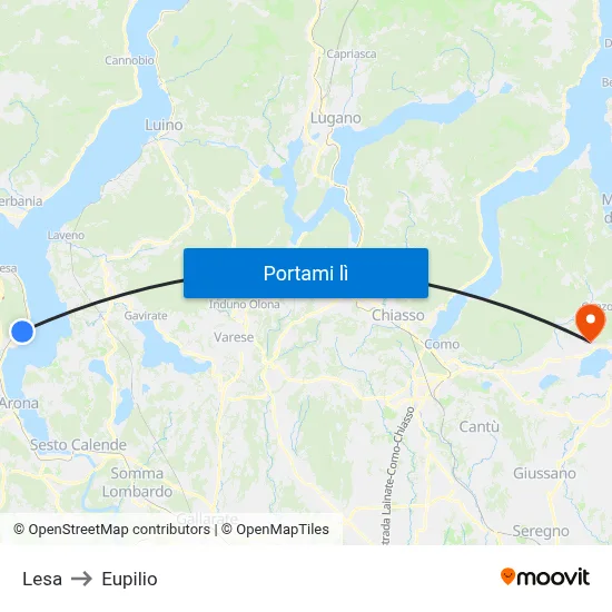 Lesa to Eupilio map