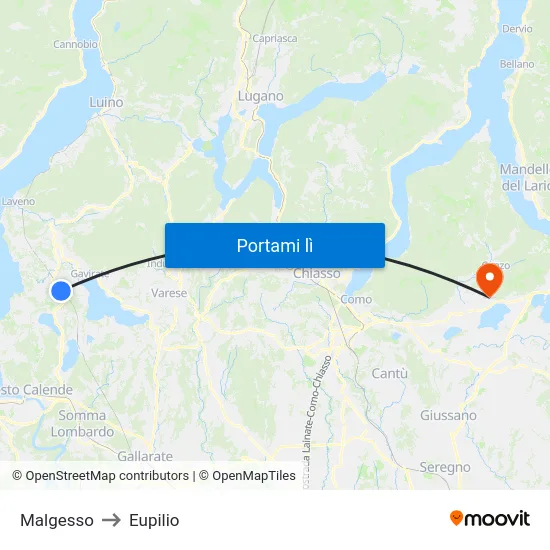 Malgesso to Eupilio map