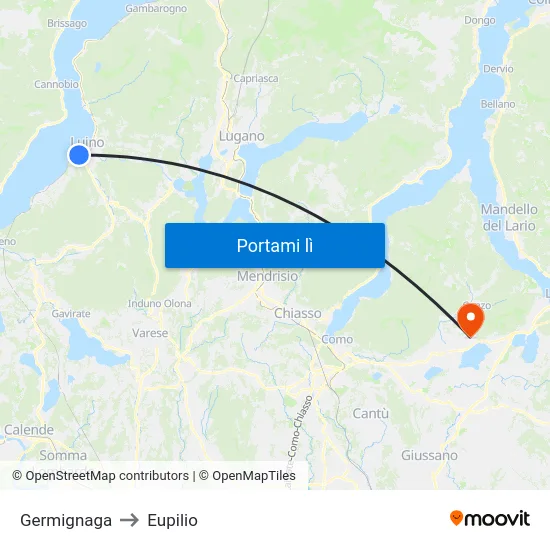 Germignaga to Eupilio map